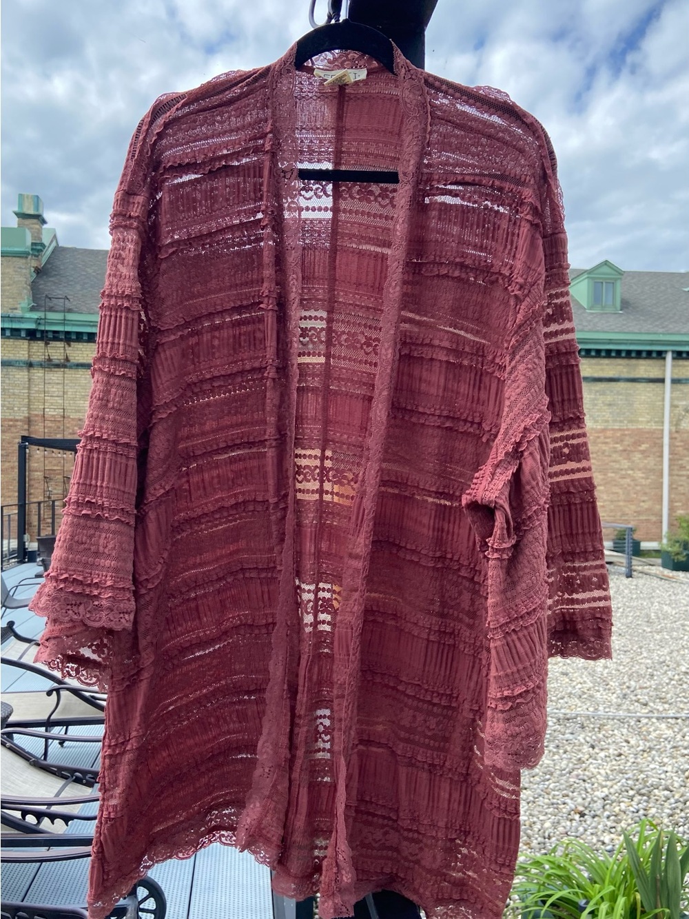 Torrid Festi Rust Lace Ruffle Kimono Cardigan 3X Boho